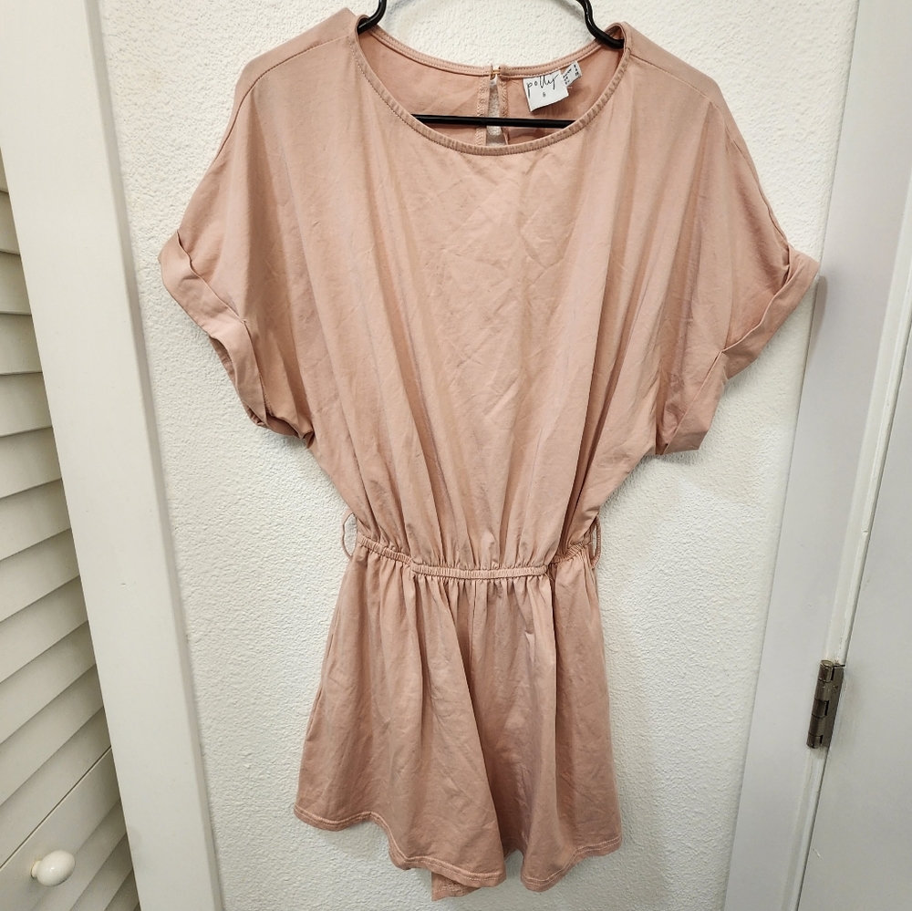 Princess Polly Blush Pink Rolled Sleeve Romper